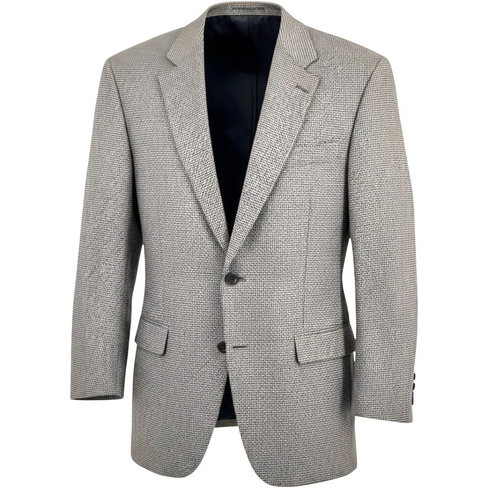 Chaps Sport Coat Mens 44R Brown Micro Houndstooth Check 2 Button Blazer Academic